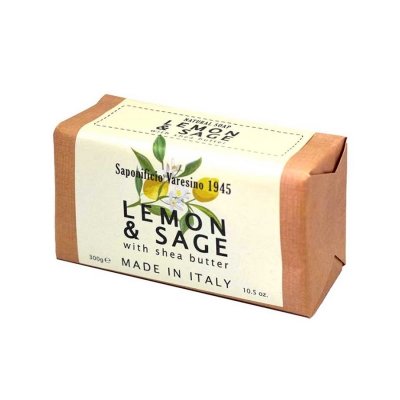 Tuhé mýdlo s bambuckým máslem SAPONIFICIO VARESINO Natural soap Lemon & Sage 300 g