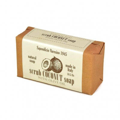 Tuhé peelingové mýdlo s olivovým olejem SAPONIFICIO VARESINO Natural scrub soap Coconut 300 g